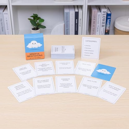100 Mindful Meditations Cards – Mindfulness & Meditation Self‑Care Prompts | Desk & Travel Deck for Stress Relief, Focus, Motivation & Well‑Being - style: Meditation Cards