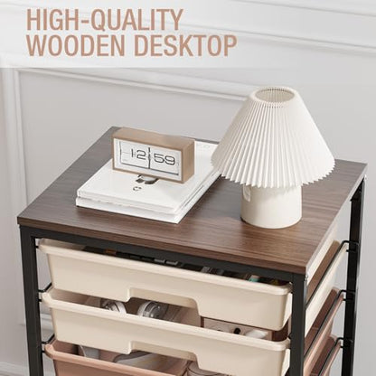TOOLF Rolling Storage Cart with 8 Drawers,Brown - color: Brown