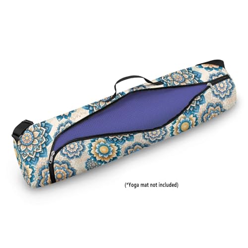 Yoga Mat Bag Portable Yoga Mat Holder with Adjustable Strap Lighweight Gym Tote Bag with Handle - color: Boho Mandala White