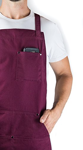 Hudson Durable Goods - Professional Grade Chef Apron for Kitchen, BBQ & Grill - color: Burgundy