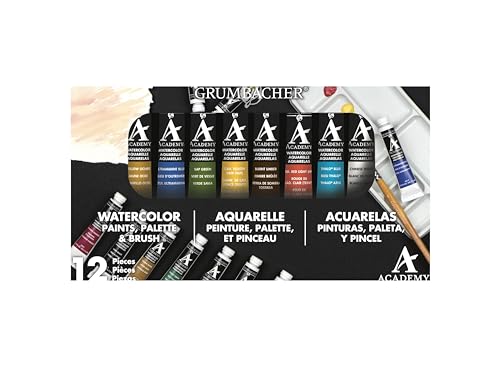 Grumbacher Academy Watercolor Paint, 7.5ml/0.25 oz. Tube, 10-Color Set - color: 10-color Set