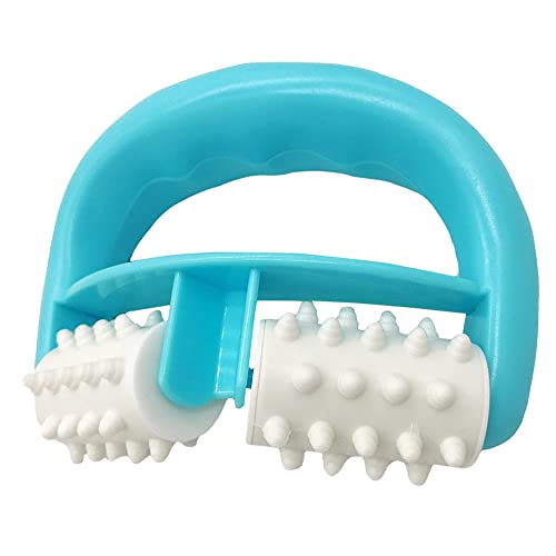 Cellulite Massage, Manual Roller Massages with Two-Wheel Handle,Relax Muscles to Relieve Stress,Increases Blood Circulation,Apply to Arm/Shoulder/Leg/Back/Buttocks/Abdomen(Blue)