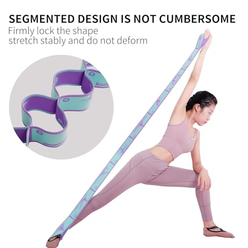 9 Loops Elastic Yoga Strap - Adjustable Stretching Band for Physical Therapy, Dance, Pilates & Gymnastics, Multi-Loop Exercise Band for Flexibility, Home Workout - color: Blue