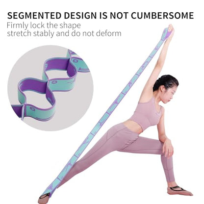 9 Loops Elastic Yoga Strap - Adjustable Stretching Band for Physical Therapy, Dance, Pilates & Gymnastics, Multi-Loop Exercise Band for Flexibility, Home Workout - color: Blue