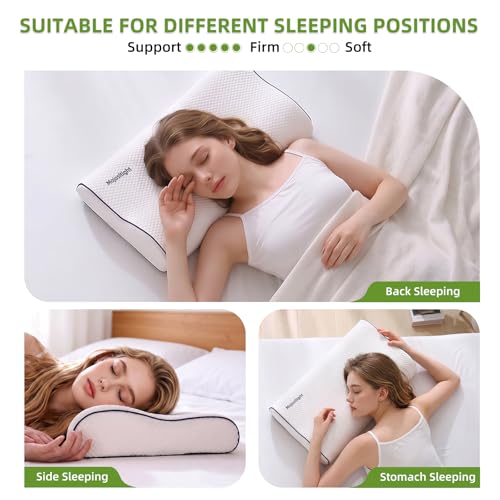 Ergonomic Memory Foam Neck Pillow for Sleeping, 23.6"x15.75" | Cooling Cervical Pillow for Neck Support, Contour Orthopedic Bed Pillow for Side Back Stomach Sleeper, Deep Sleep Pillow