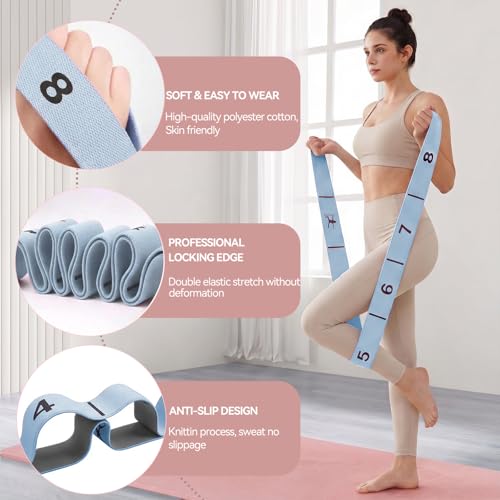 10 Loops Resistance Bands for Working Out, PT, Stretch Out Strap - color: Blue