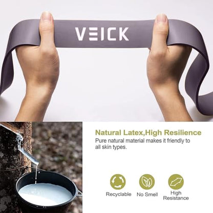 VEICK Pull Up Assist Resistance Bands for Home Gym | 100% Natural Latex, Non Slip Leather Texture, Space Saving, Full Body Training for Men Women - color: Green/Purple Set of 4