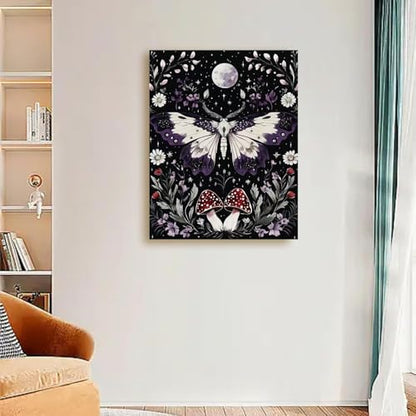 Diamond Art Kits for Adults,Moon Moth Diamond Painting Kits 12X16 Inch | 5D Diamond Art Paintings for Beginners,Round Full Drill Diamond Dot Tools Kit,Extra Diamonds,Stress Relief Craft,DIY Gift - color: Moth-0305