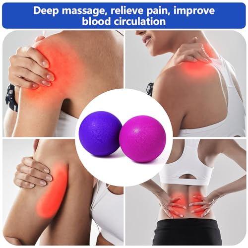 2-Pack Firm Lacrosse Massage Balls(Rose red&Purple) - color: Rose Red&purple