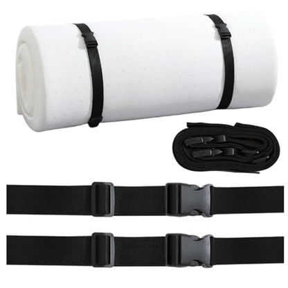 2 Pack Heavy Duty Adjustable Nylon Tie Down Straps with Quick-Release Buckles Yoga Mat Straps for Camping Gear Moving Luggage Mattress & Outdoor Equipment Multi-Purpose Securing Strap (Black-2Pcs) - color: Black-2Pcs