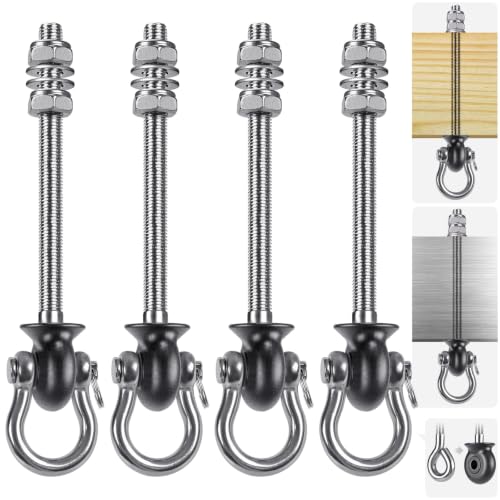 Dolibest Heavy Duty Swing Hangers, Stainless Steel 304 Swing Bolts, 180° Swing, Perfect for Playground, Porch, Yoga, Hammock Chair, Punching Bag - for Wood and Steel Beams, 7.67'' (4Pack) - color: Silver 7.67''-4pcs
