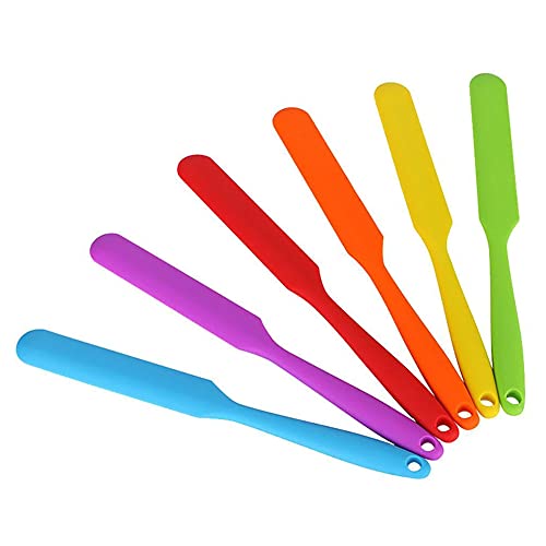 Small Silicone Spatulas Bulk for Kitchen, Baking, Cake Icing, Resin Craft(set of 6), Mini Silicon Scraper Tool, Jar Spatula with Long Handle Heat Resistant, Waxing Sticks Large with Slant for Hard Wax | Mini Silicone Spatula Bulk for Kitchen, Baking, Cake