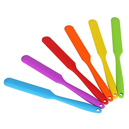Small Silicone Spatulas Bulk for Kitchen, Baking, Cake Icing, Resin Craft(set of 6), Mini Silicon Scraper Tool, Jar Spatula with Long Handle Heat Resistant, Waxing Sticks Large with Slant for Hard Wax | Mini Silicone Spatula Bulk for Kitchen, Baking, Cake