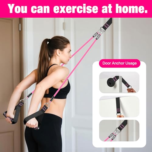 Bbtops Pilates Bar Kit with Resistance Bands,Pilates Bar with Stackable Bands Workout Equipment for Legs,Hip,Waist and Arm,Exercise Fitness Equipment for Women & Men Home Gym Yoga Pilates - color: Pink