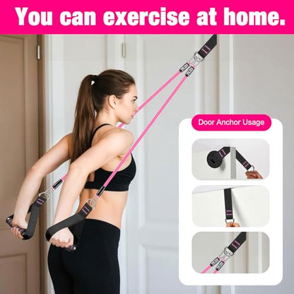 Bbtops Pilates Bar Kit with Resistance Bands,Pilates Bar with Stackable Bands Workout Equipment for Legs,Hip,Waist and Arm,Exercise Fitness Equipment for Women & Men Home Gym Yoga Pilates - color: Pink