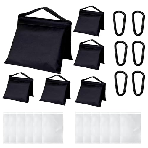 6 Pack Sandbags with 12 PE Bags, Sand Bag for Backdrop Stand | Weight Bags for Light Stand Photography Video Equipment, Heavy Duty Sand Bags for Photo Tripod, C Stands and Light Stands - size: 6 PCS