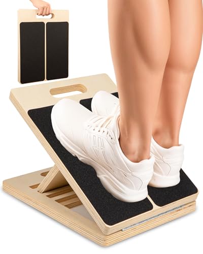Portable Wooden Slant Board for Calf Stretching,Adjustable Calf Stretcher Slant Board,Physical Therapy Stretching Equipment,Incline Board for Knees Ankle Heel Feet Leg