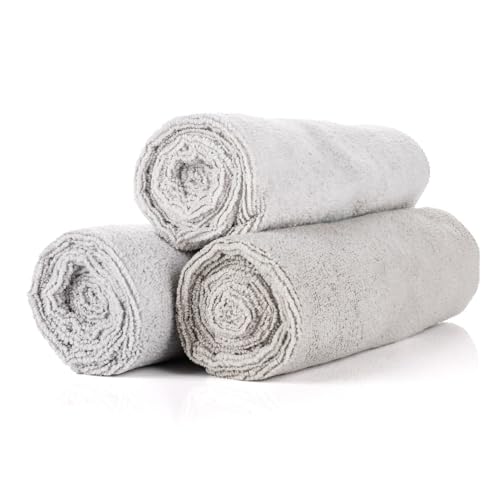 The Rag Company - Sport & Workout Towel - Gym, Exercise, Fitness, Spa, Ultra Soft, Super Absorbent, Fast Drying Premium Microfiber, 320gsm, 16in x 27in (3-Pack) (Ice Grey) - color: Ice Grey