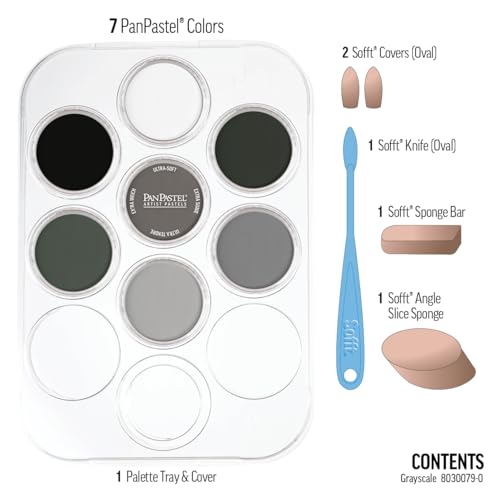 PanPastel Artist Pastels by GOLDEN, Grayscale Set, 7 Color, Professional Artist Pastels, Unique Pan Format (cake-like)