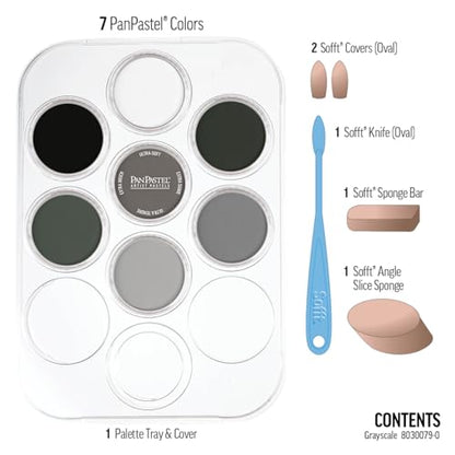 PanPastel Artist Pastels by GOLDEN, Grayscale Set, 7 Color, Professional Artist Pastels, Unique Pan Format (cake-like)