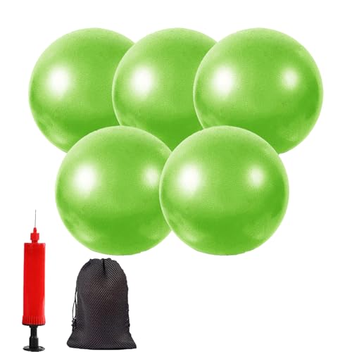 Mini Yoga Balls 6 Inch Exercise Pilates Therapy Balance Micropore Ball Barre Equipment for Home Stability Training Physical Core Training with Pump - color: Green-5PCS, size: 6 Inch