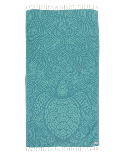 Sand Cloud Turkish Beach Towel - Sand Resistant & Quick Dry | 100% Organic Cotton - Blanket for Picnic or Beach - As Seen on Shark Tank - Marine Life (Swirl Turtle) - color: Swirl Turtle, size: Regular