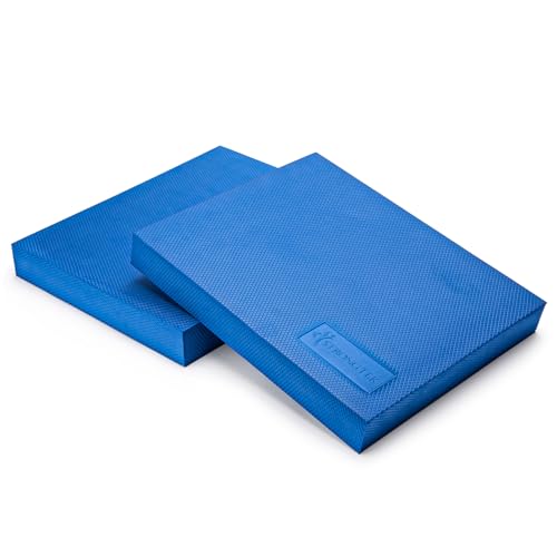 StrongTek Foam Balance Pad, Extra-Wide 19 x 15.8 x 2.4 in, Non-Slip TPE - color: Blue-Set of 2