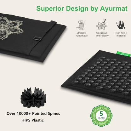 Acupressure Mat and Pillow Set - Full Body Acupuncture Mat | Premium Eco-Friendly Linen and Coconut Fiber Mat. Ideal for Full Body Pain Relief, Stress Reduction & Muscle Relaxation - size: XL-3Piece