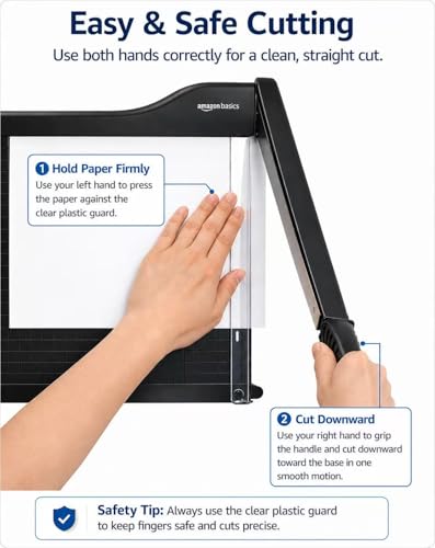 Amazon Basics Paper Trimmer Cutter for Office and Crafts, Heavy-Duty, Portable Guillotine Paper Cutter with Blade Lock, 12-Inch, 10-Sheet Cardstock, Photos - size: 12-Inch