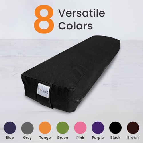 Pranayama Yoga Bolster Meditation Pillow - color: Black, size: Rectangular 26" x 8" x 5"