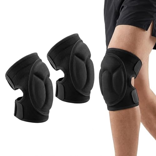 2Pcs Knee Pads for Cleaning, Thick Foam Work Knee Pads, Men Women Anti Slip Collision Avoidance Knees Pad for Gardening, Construction Work, Cleaning, Flooring (Black)