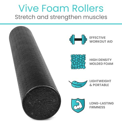 Vive High Density Foam Roller (36 inch) - Large Foam Roller for Exercise - size: 36"