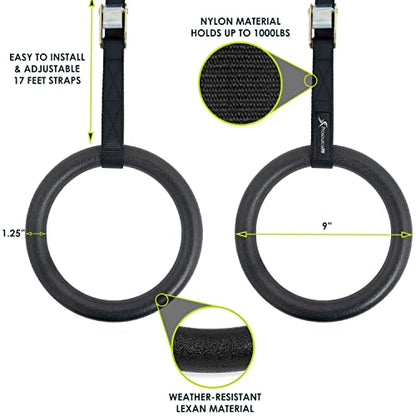 ProsourceFit Fitness Gymnastics Rings with Straps for Total Body Conditioning at Home