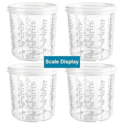 Yesland Disposable Paint Sprayer Mixing Gun Cup Liners and Lid System for Automotive Paint Gun, 20 Pack Paint Cups 20 Ounce (600ml) Kit, 20 Lids with Strainer, 8 Plugs, 1 Hard Cup with Retainer Ring