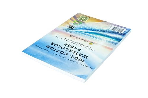 Creo Crafts 100% Cotton Watercolor Paper A5 (5.8 x 8.3 in) - 36 Sheets, 250 GSM Cold Pressed, Gelatin Sized, Acid-Free Natural White Artist Paper for Watercolour & Gouache - size: A5