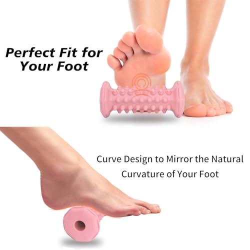 Pink Foot Massager Roller Set for Plantar Fasciitis, Arch&Heel Pain Relief | Includes Foot Roller, lacrosse and spiky massage balls for deep tissue trigger point muscle therapy and neuropathy relief - color: Pink Combination