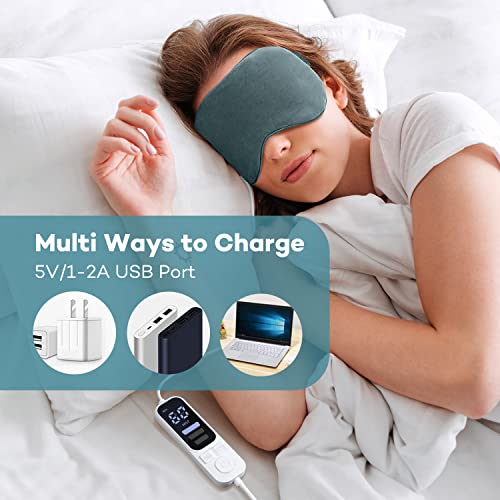 Ezona Heated Eye Mask, Warm Eye Compress Mask for Dry Eyes, Gray | USB Electric Eye Heating Pad, Temperature & Timer Control, Blepharitis, Sinus, Migraine, Stye, MGD Puffiness - color: Gray