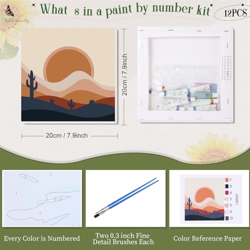 Nezyo 12 Sets Paint by Numbers Kit with Frame for Adults, Acrylic 8x8 Inch | DIY Canvas Ideal for Beginners, Great for Parties and Classroom Activities, Includes Brushes and Paints, Birthday Gift - style: Summer
