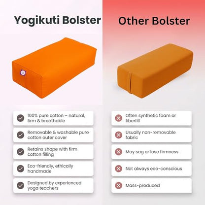Rectangular Cotton Yoga Bolster, Yoga Pillow, Yoga Cushion, Yin yoga Bolster, Iyengar yoga bolster - color: Orange