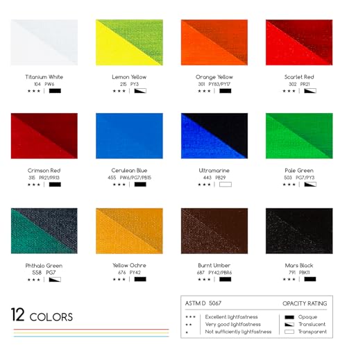 MEEDEN Beginners Acrylic Paint Set: 12 Colors 12ml/0.41 fl oz | Heavy Body Art Craft Paints - Non-Toxic Rich Pigment Hobbists Halloween Pumpkin Painting for Adults on Canvas Wood Fabric - color: 12 Colors