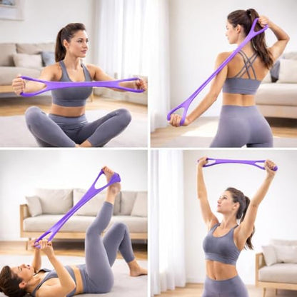 Figure 8 Resistance Band for Exercise – Stretch Band for Arms, Legs, Core & Shoulders – Elastic Workout Band for Home Fitness, Yoga, Pilates & Physical Therapy – Portable Training Equipment, Purple