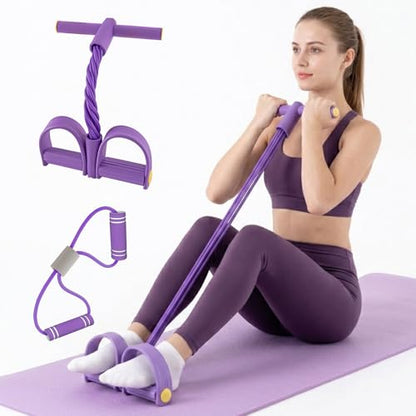 Asnomy Band Set – 8-Tubes Pedal Resistance Band with Handle, Ankle Resistance Band with Figure 8 Resistance Band for Strength Exercises, Training for Stretching The Abdomen,Waist,Arms and Legs - color: Purple