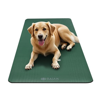 Gaiam Thick Yoga Mat, Exercise & Fitness Mat with Easy-Cinch Carrying Strap - color: Green, size: 2/5" (10MM)