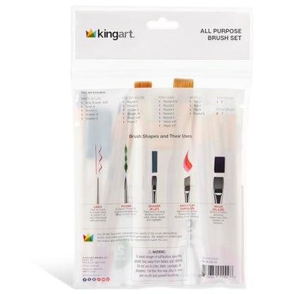 KINGART 25-Piece Paint Brush Set, Acrylic, Oil, Watercolor Gouache Paints, Face & Nail, Miniature Detailing & Rock Painting