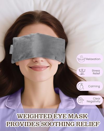 Hihealer Lavender Eye Pillow for Relaxation, Yoga, Sleep, Weighted Eye Mask - color: Grey