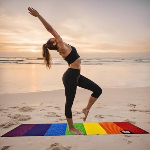 Rebuwo Travel Mat for Yoga & Pilates, Non-slip Suede Exercise Mat, Foldable Yoga Mat for Travel, Rubber Lightweight Travel Mat