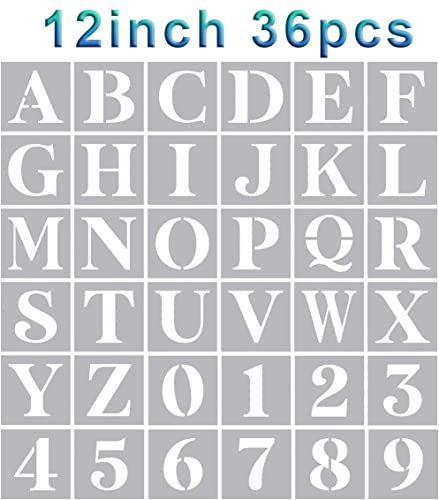 Letter Stencils for Painting 12" Alphabet Stencils | Reusable Large Letters Stencil for Painting on Wood Wall Fabrics DIY Crafts - size: 12inch