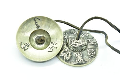 GK&CO Hand Tuned to Key of Om 3 Inch- Tingsha Tibetan Bell (Chimes) Buddhist Lucky Symbols Hand Made in Nepal