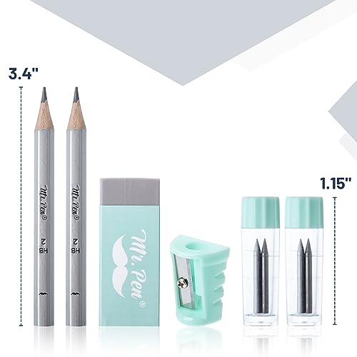 Mr. Pen- Geometry Set, 13 pcs, 3 Metal Compasses, Protractor, 6" Ruler | 45° & 30°/60° Set Squares, Pencils, Lead Refills, Sharpener & Eraser for Math, Drafting & Classroom Use | 45° & 30°/60° Set Squares, Pencils, Lead Refills, Sharpener & Eraser for Mat