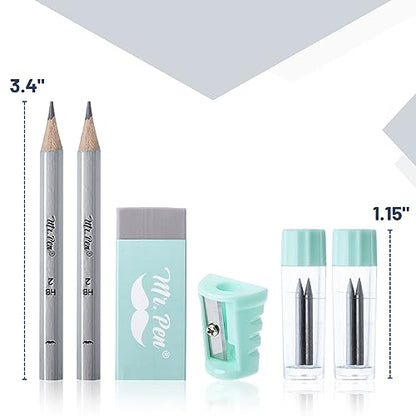 Mr. Pen- Geometry Set, 13 pcs, 3 Metal Compasses, Protractor, 6" Ruler | 45° & 30°/60° Set Squares, Pencils, Lead Refills, Sharpener & Eraser for Math, Drafting & Classroom Use | 45° & 30°/60° Set Squares, Pencils, Lead Refills, Sharpener & Eraser for Mat